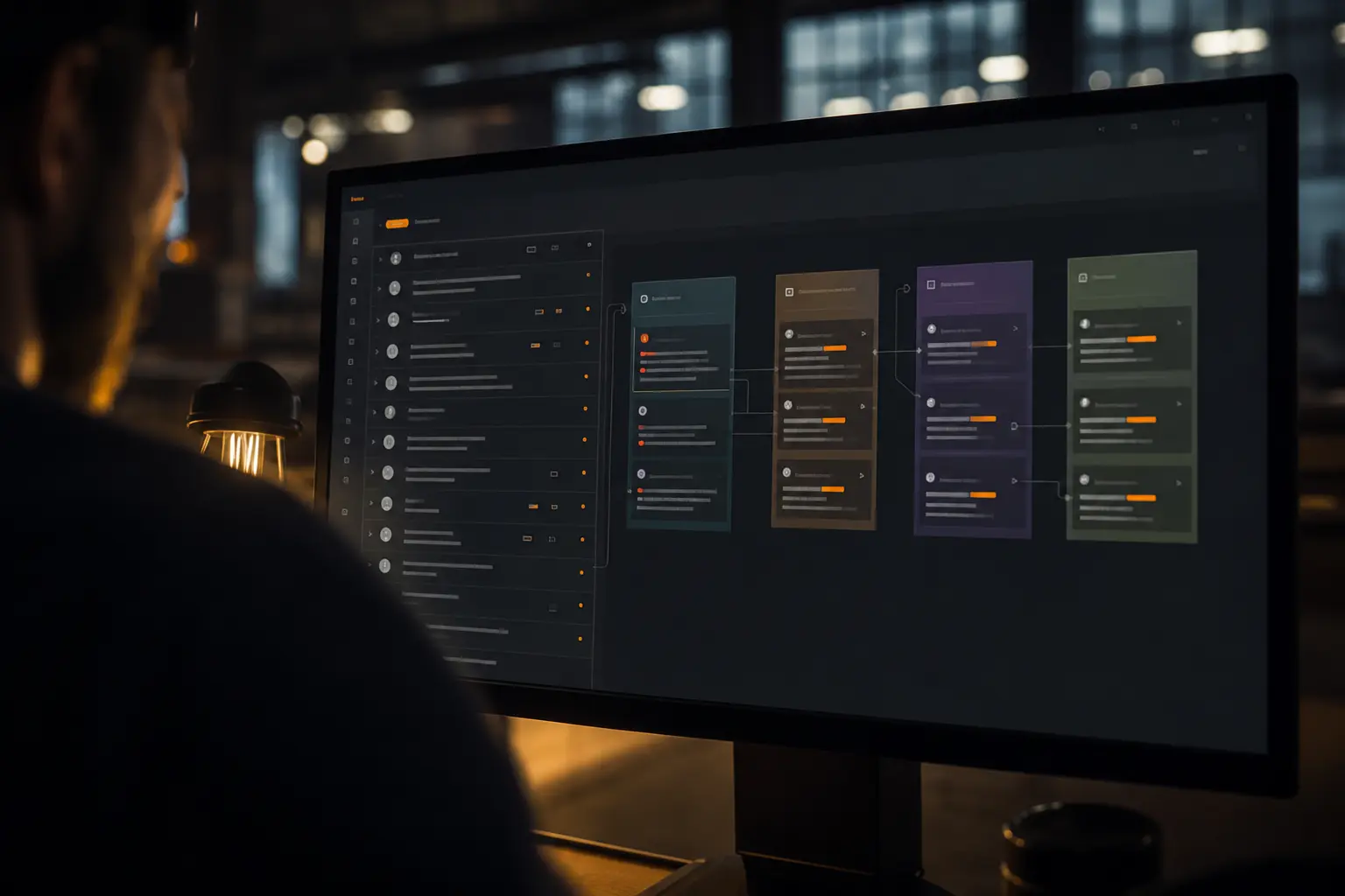 Shared inbox on screen with orders being sorted into categories